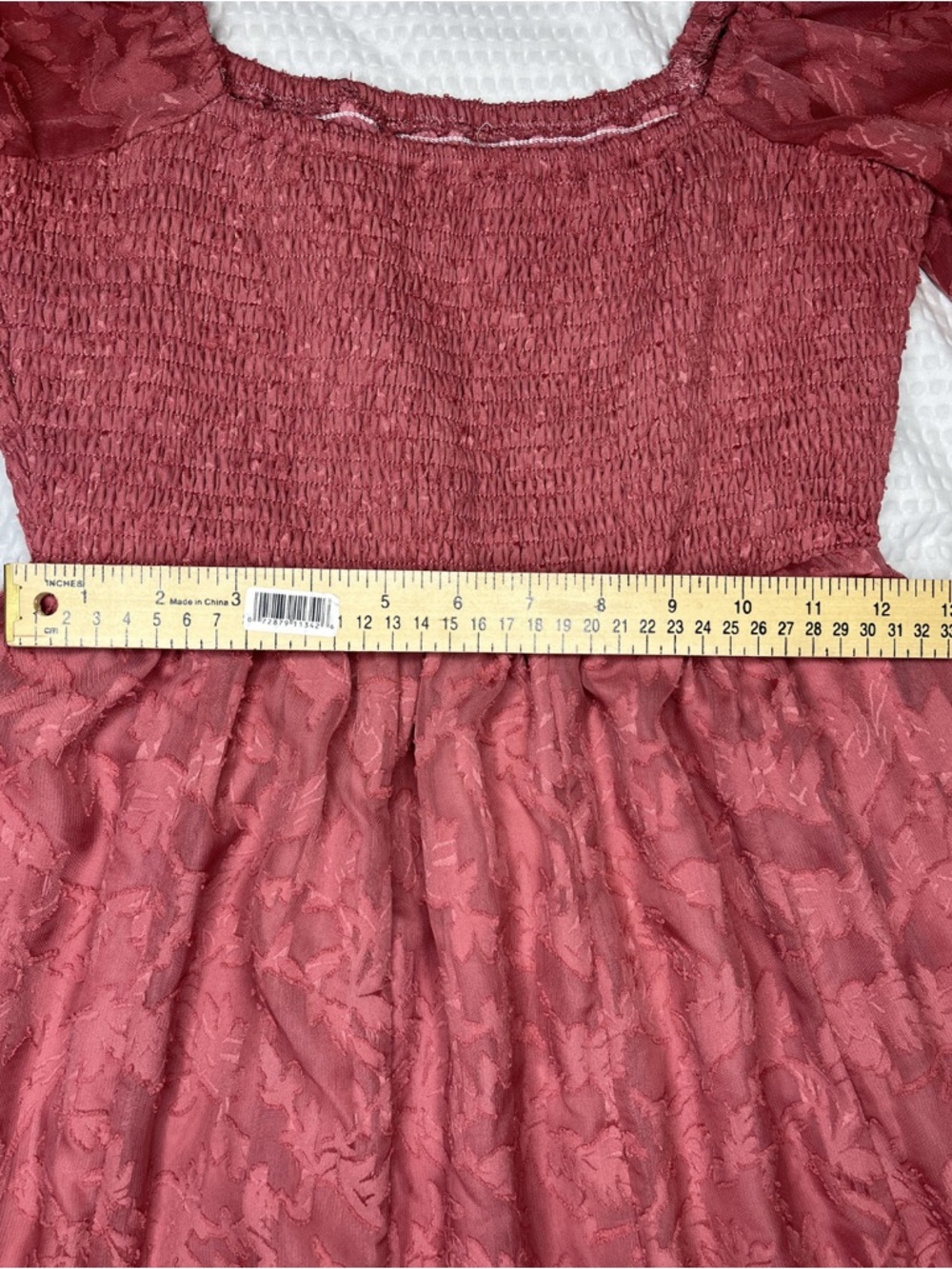 Dusty Rose Polyester Dress with Smocked Bodice small - Picture 6 of 7